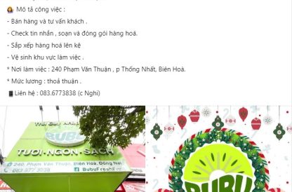 Bubu Fresh – Trái Cây Nhập Khẩu cần tuyển nhân viên bán hàng ca tối
